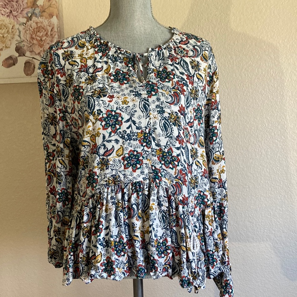 Boho style long sleeve top Sz Large